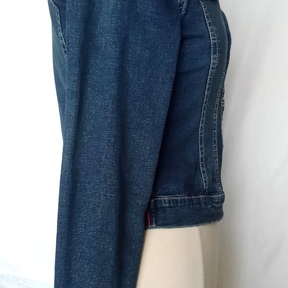 Women's Vintage eckored Y2K Button Up Denim Jean Jacket Retro Fitted Style - Picture 5 of 16